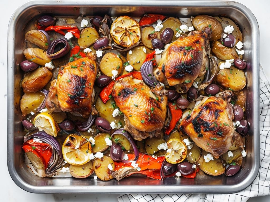 Enjoy a delicious Mediterranean Chicken Sheet Pan Dinner that brings together fresh flavors and simple preparation. Perfect for a quick, healthy weeknight meal.