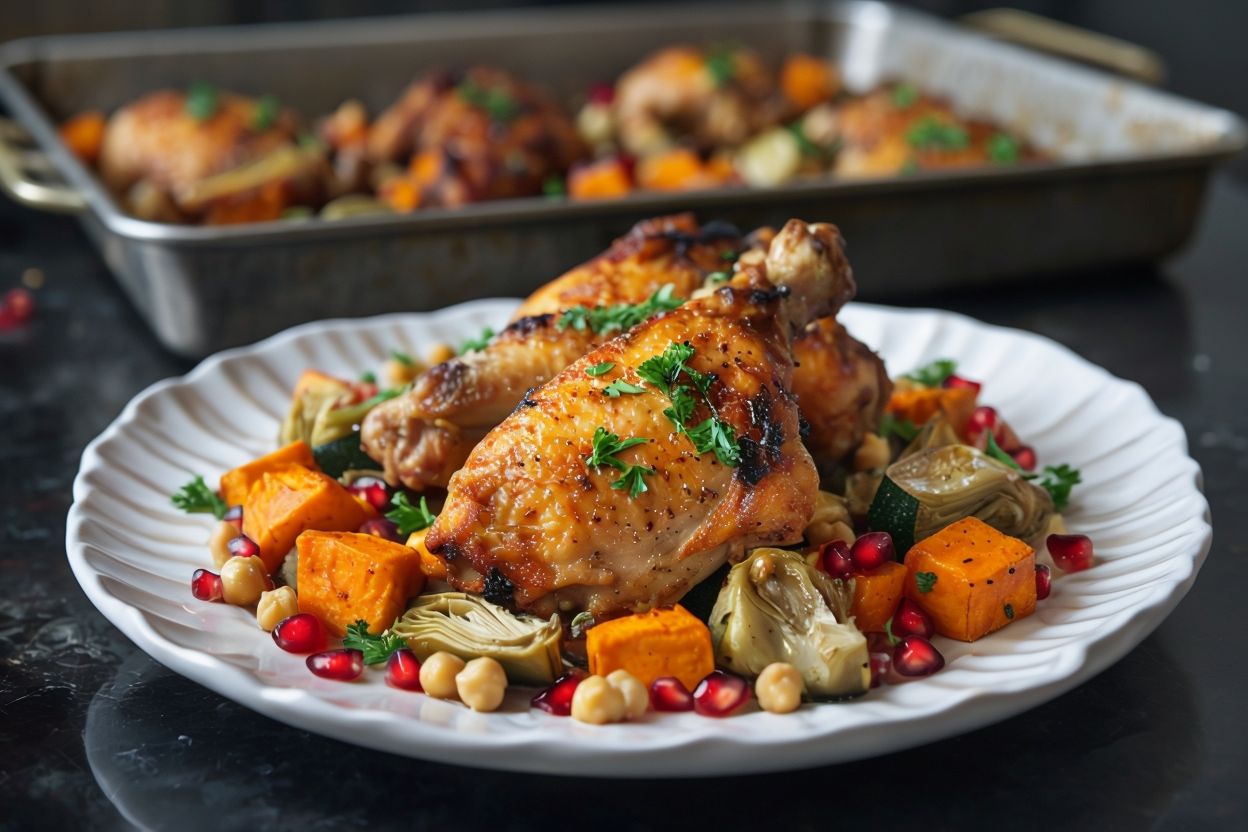 Enjoy a hassle-free Moroccan chicken thigh sheet pan dinner! This flavorful dish combines spices and veggies for a quick, satisfying meal.