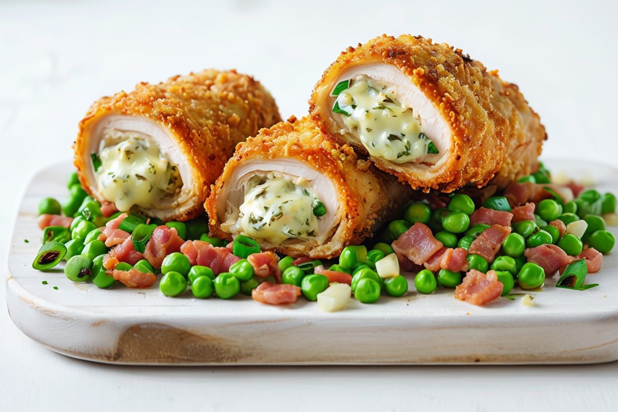 Indulge in Chicken Kyiv with a twist! Our site features recipes and ideas for pairing this classic dish with tasty bacon-y peas. Get cooking today!